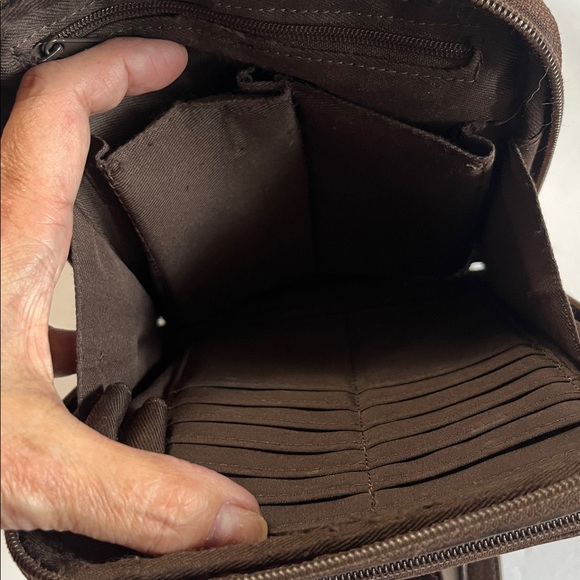 Vintage FOSSIL Y2K brown leather organizer crossbody - Picture 10 of 11